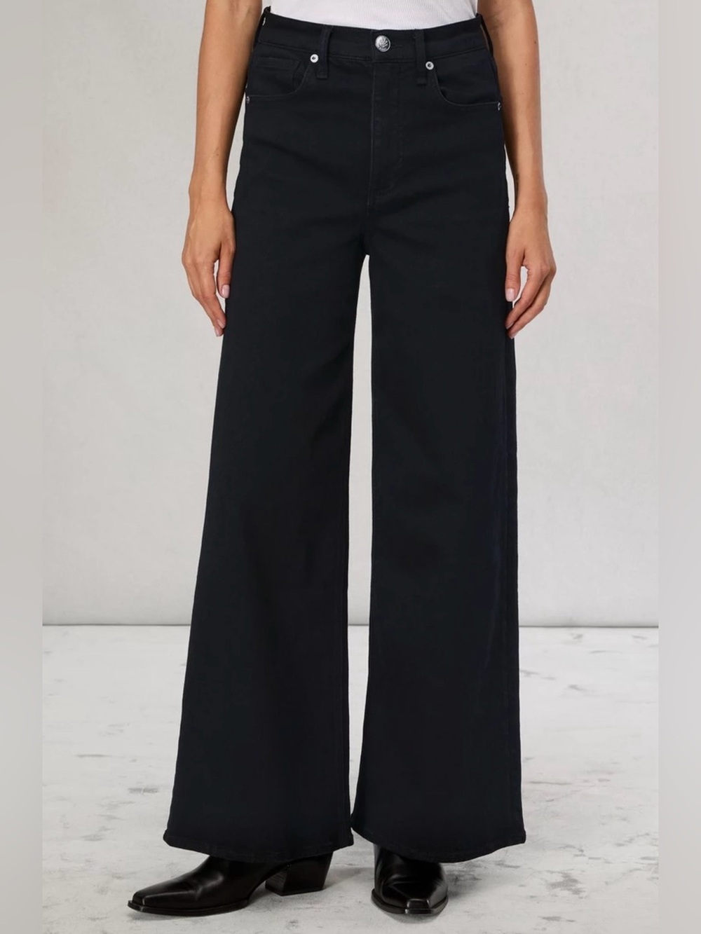 rag & bone Black High-Rise Ultra Wide Leg Jeans